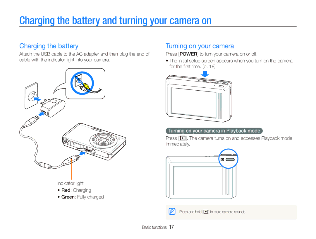 Sony TL220 user manual Charging the battery and turning your camera on, Turning on your camera 