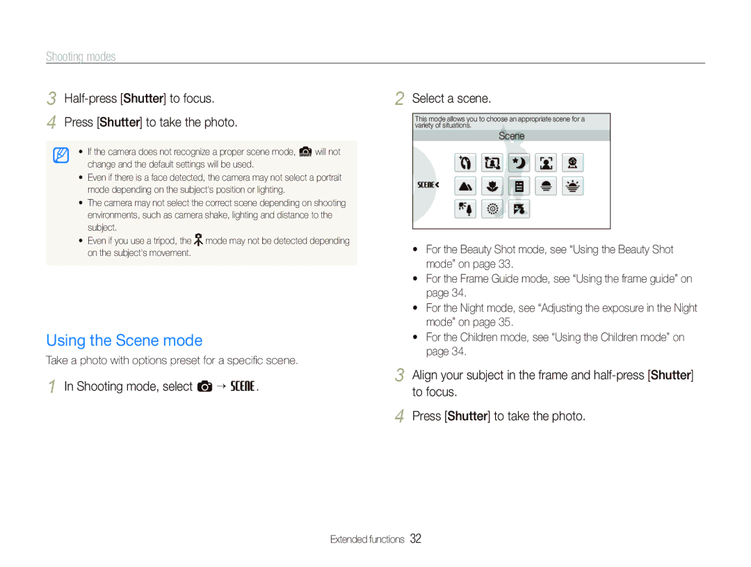 Sony TL220 user manual Using the Scene mode, Shooting modes, Shooting mode, select a ““s Select a scene 