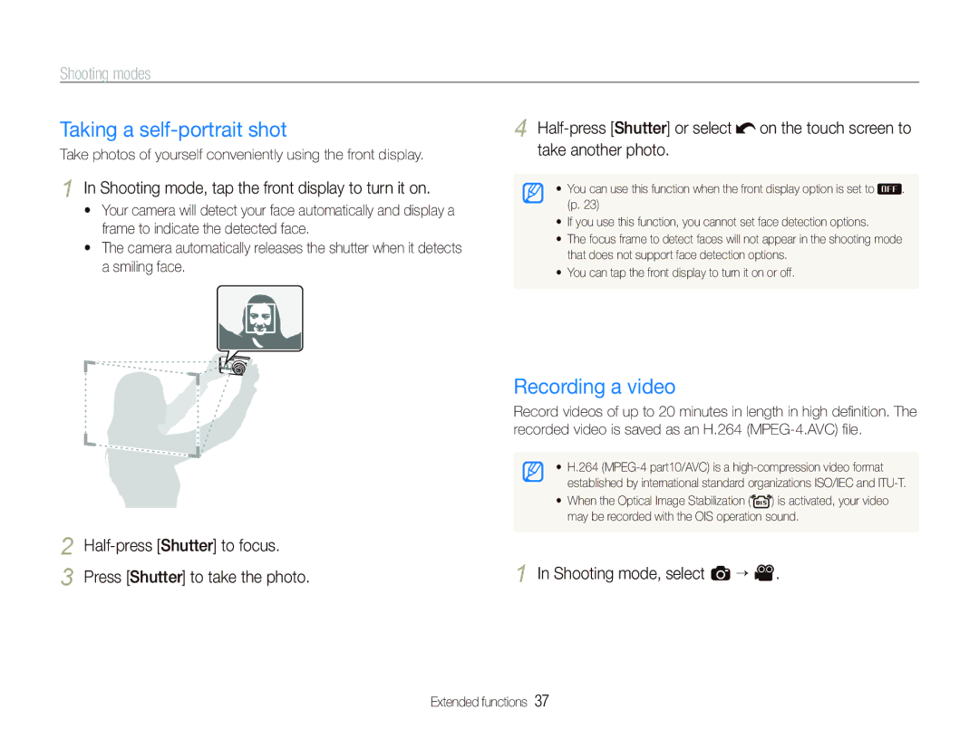 Sony TL220 user manual Taking a self-portrait shot, Recording a video, Shooting mode, tap the front display to turn it on 