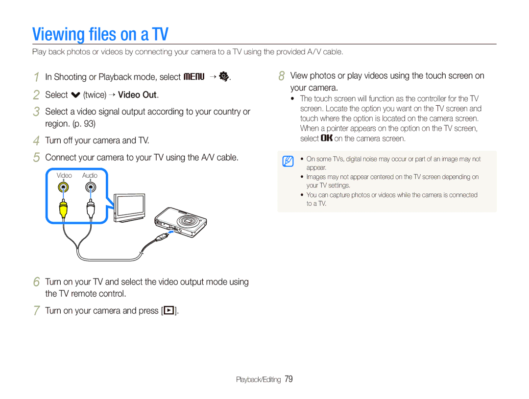 Sony TL220 user manual Viewing ﬁles on a TV, Select on the camera screen 