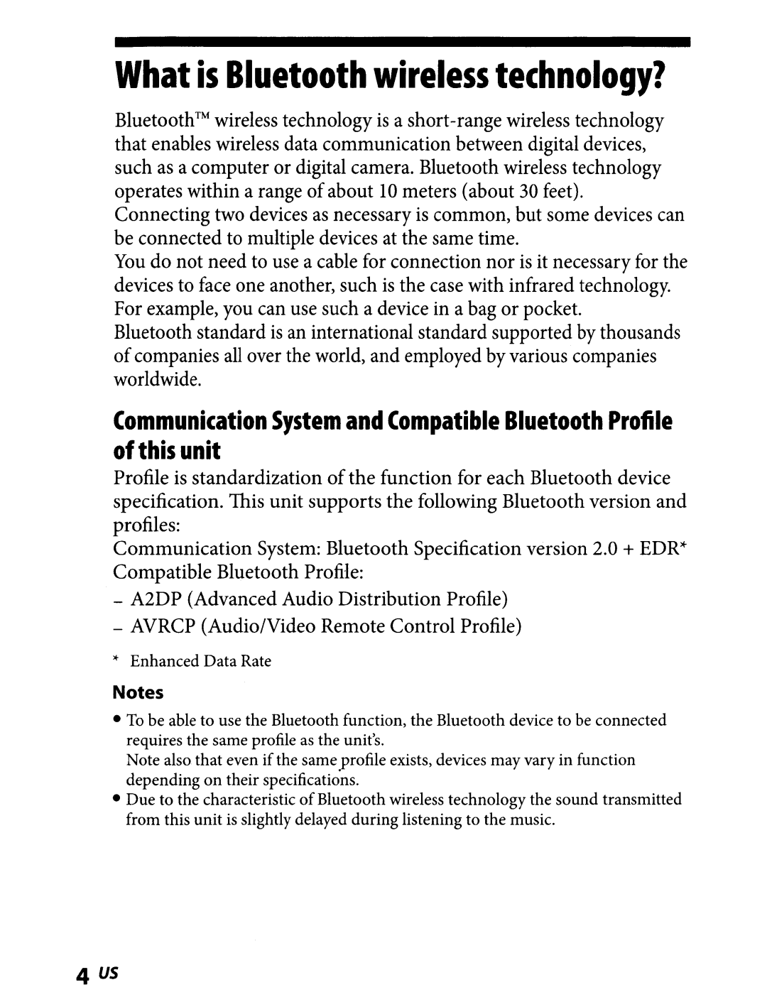 Sony TMR-BT8IP manual What is Bluetooth wireless technology? 