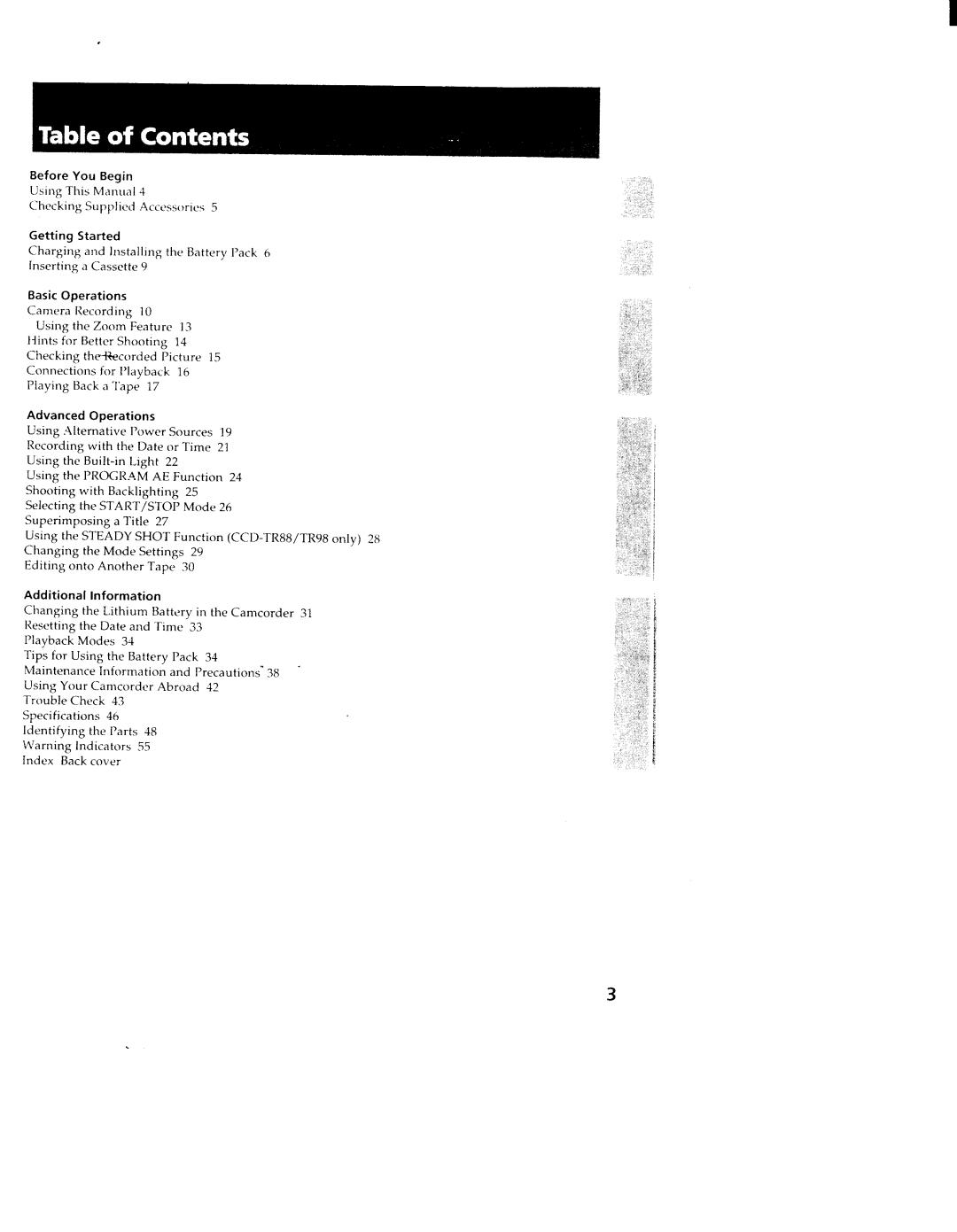 Sony TR98, TR88, CCD-TR78 manual 