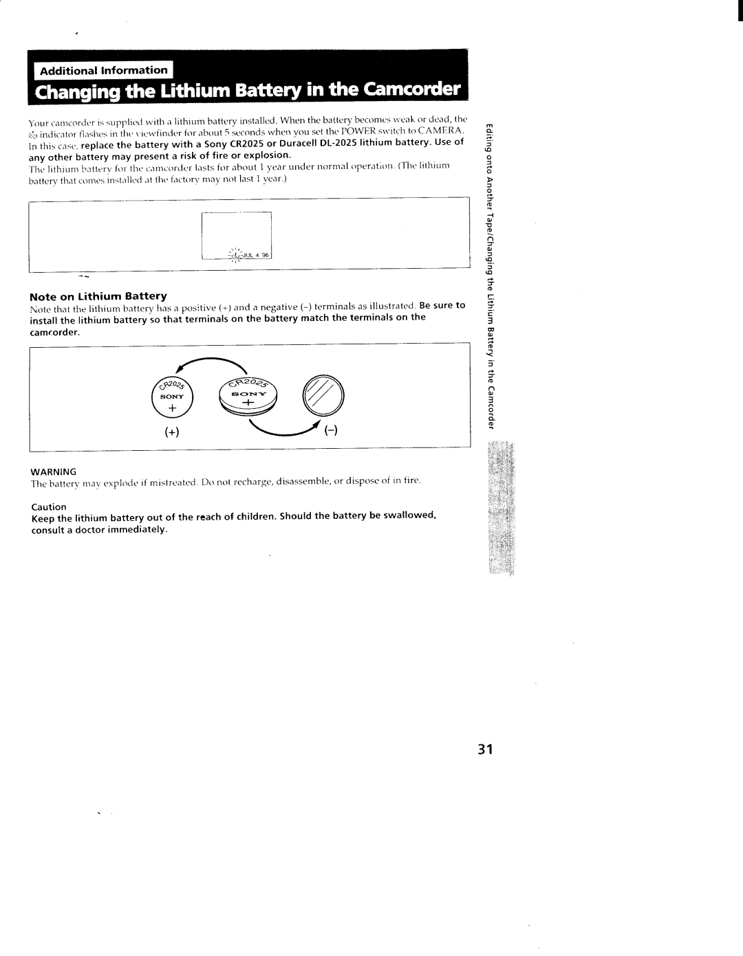 Sony TR88, TR98, CCD-TR78 manual 