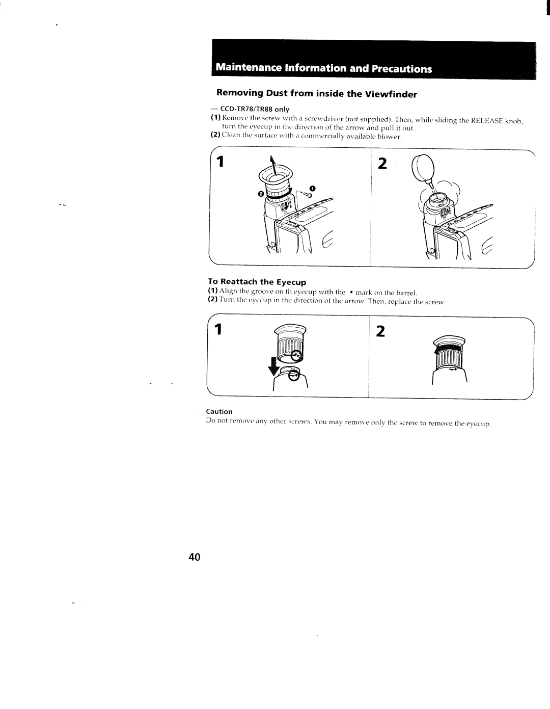 Sony TR88, TR98, CCD-TR78 manual 