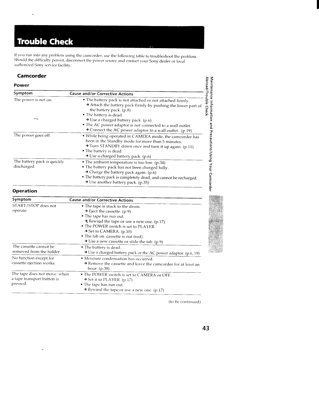 Sony TR88, TR98, CCD-TR78 manual 