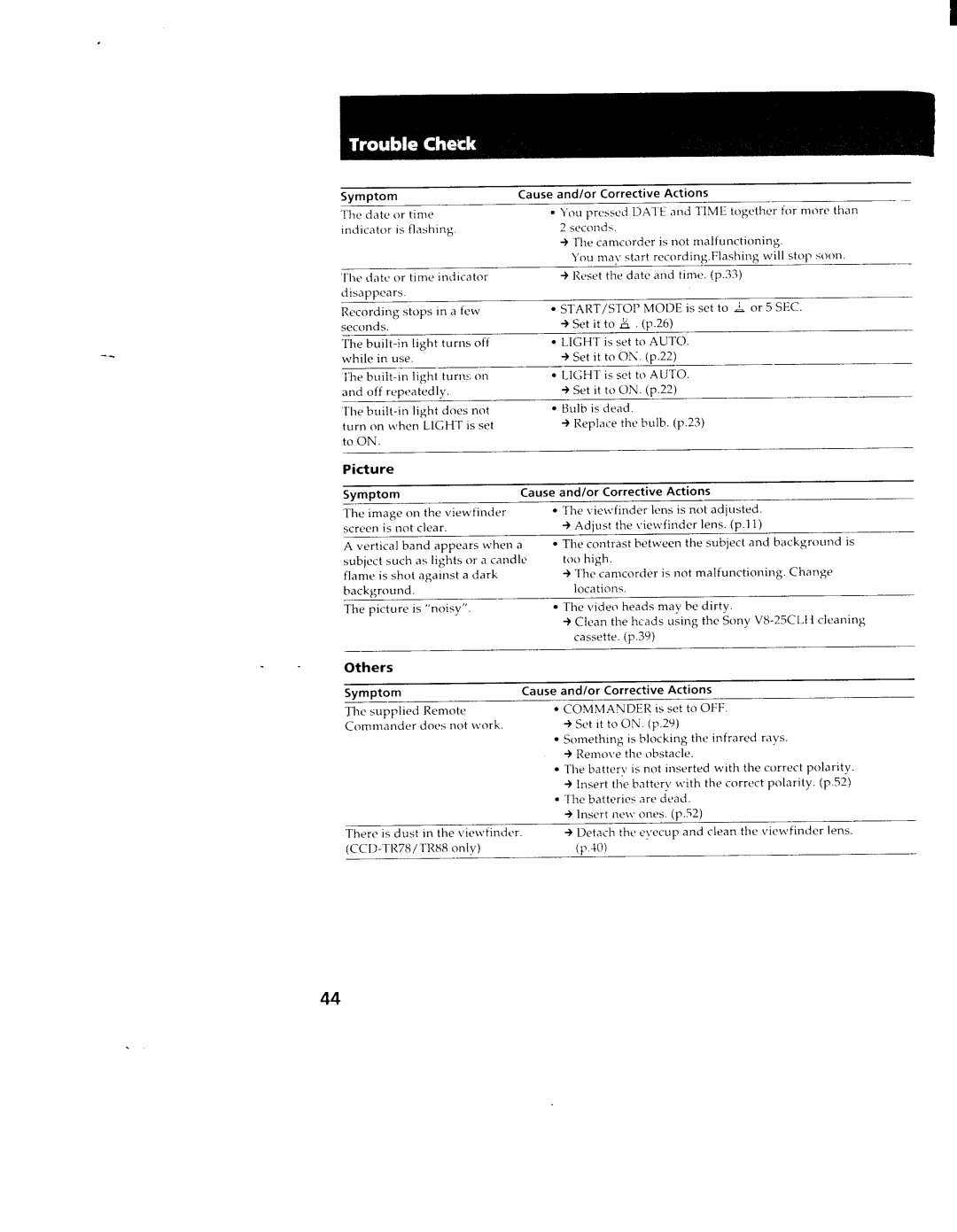 Sony CCD-TR78, TR98, TR88 manual 