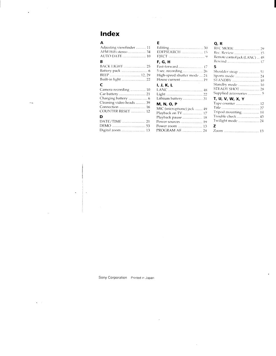 Sony TR98, TR88, CCD-TR78 manual 