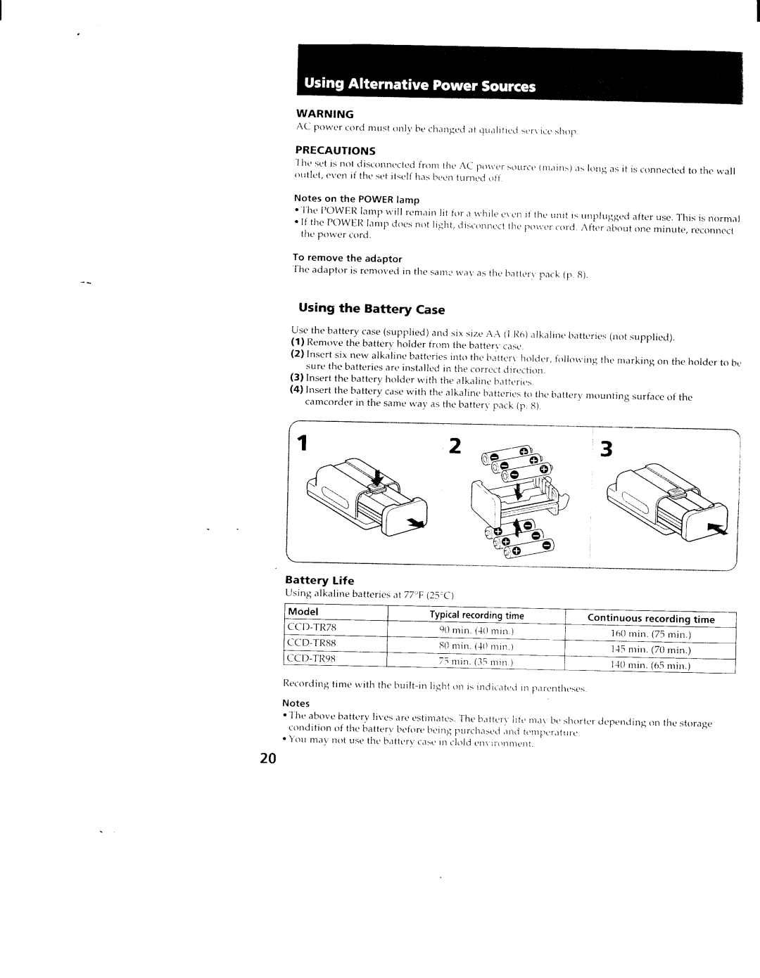 Sony CCD-TR78, TR98, TR88 manual 
