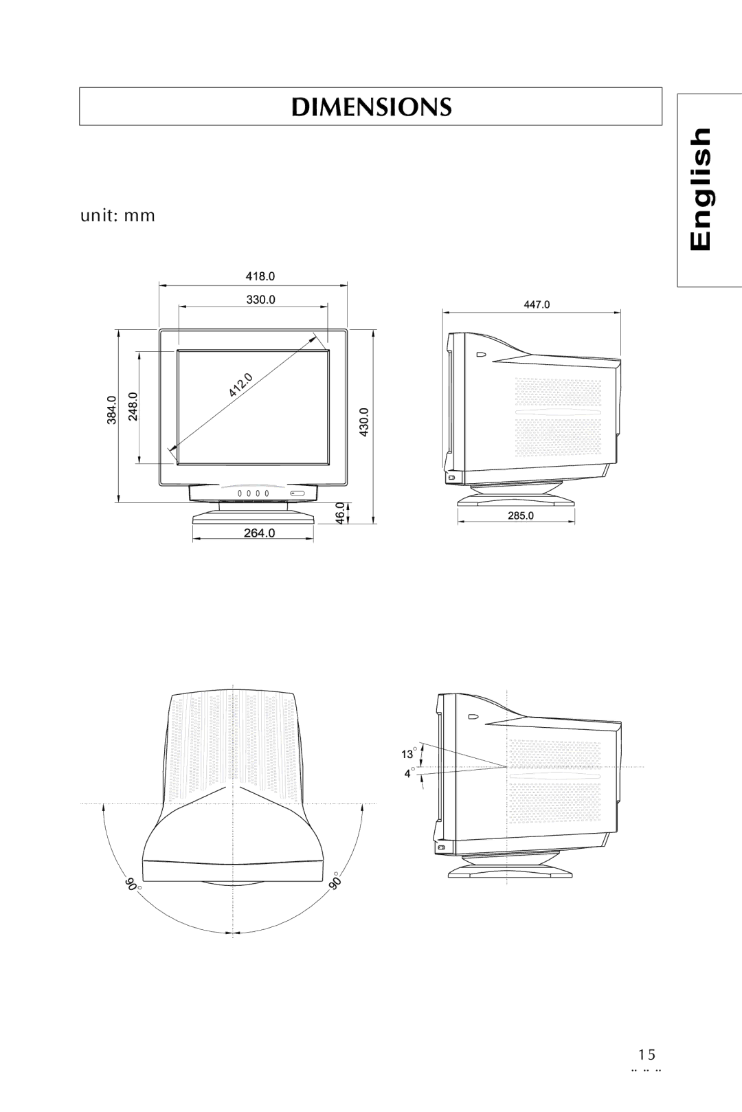 Sony Trinitron CRT Monitor specifications Dimensions 