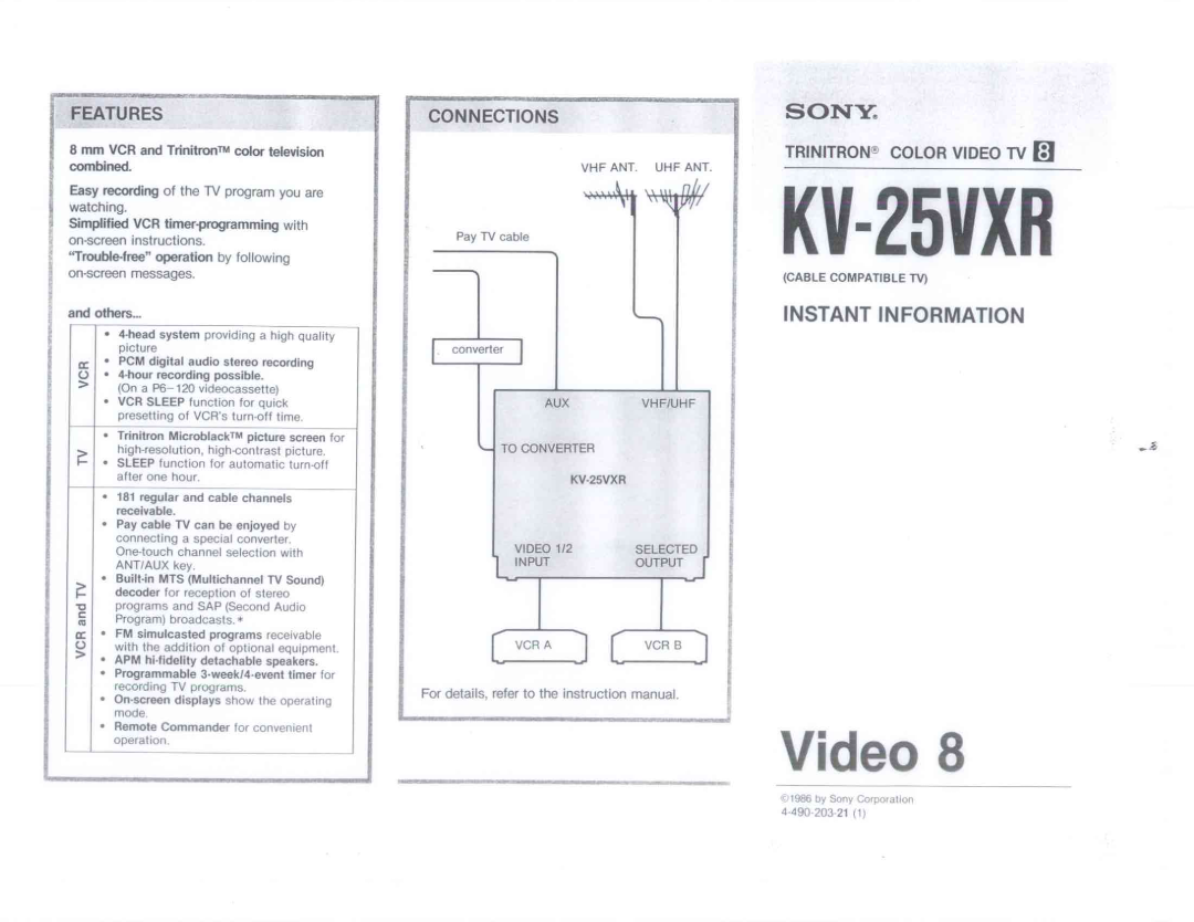 Sony KV-25VXR, TRINITRON manual 