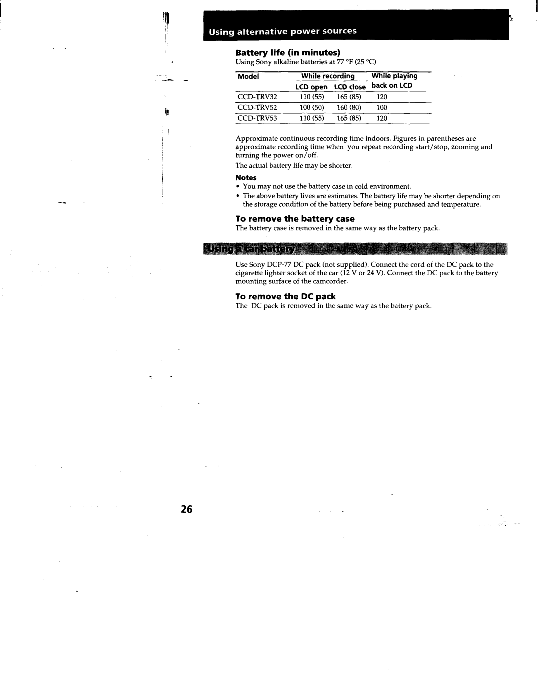 Sony TRV52, TRV53, TRV512, TRV312, CCD-TRV32 manual 