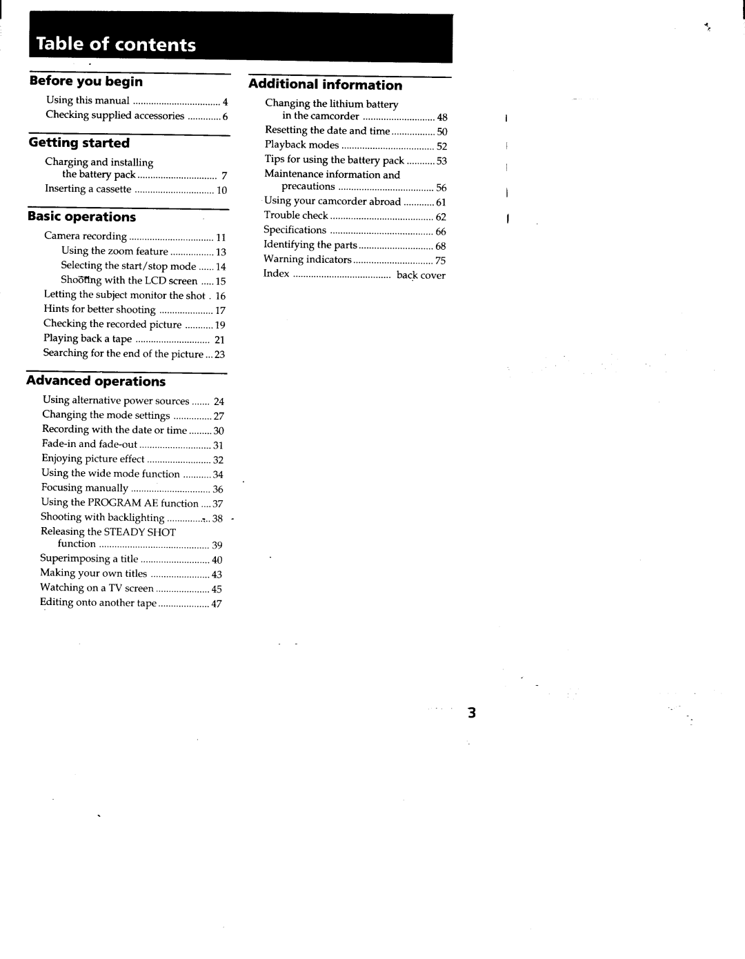 Sony TRV312, TRV53, TRV52, TRV512, CCD-TRV32 manual 