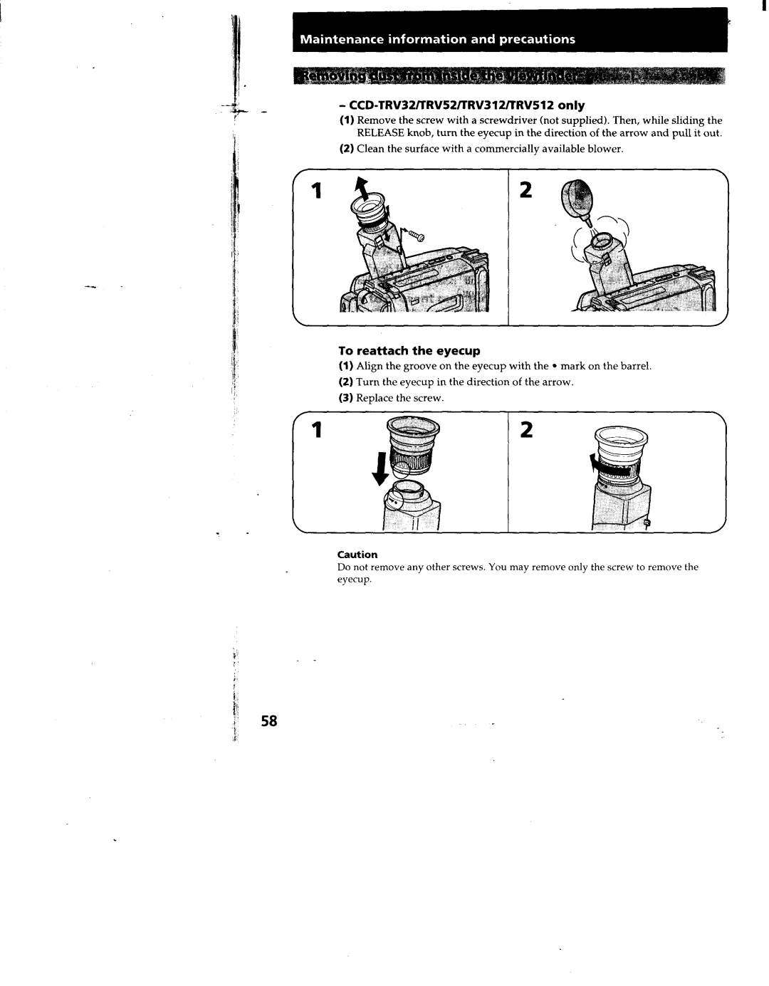 Sony TRV312, TRV53, TRV52, TRV512, CCD-TRV32 manual 