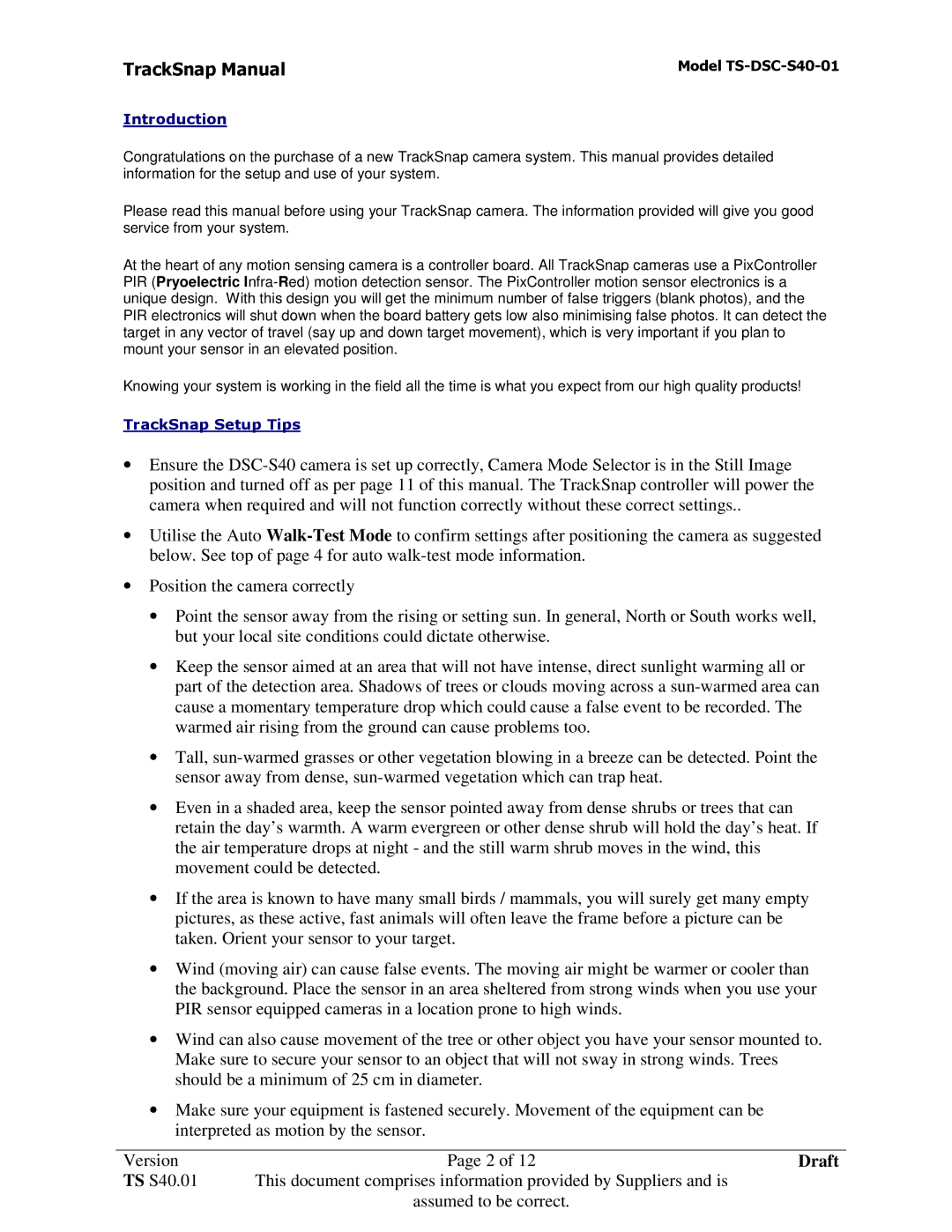 Sony TS-DSC-S40-01 manual Introduction, TrackSnap Setup Tips 