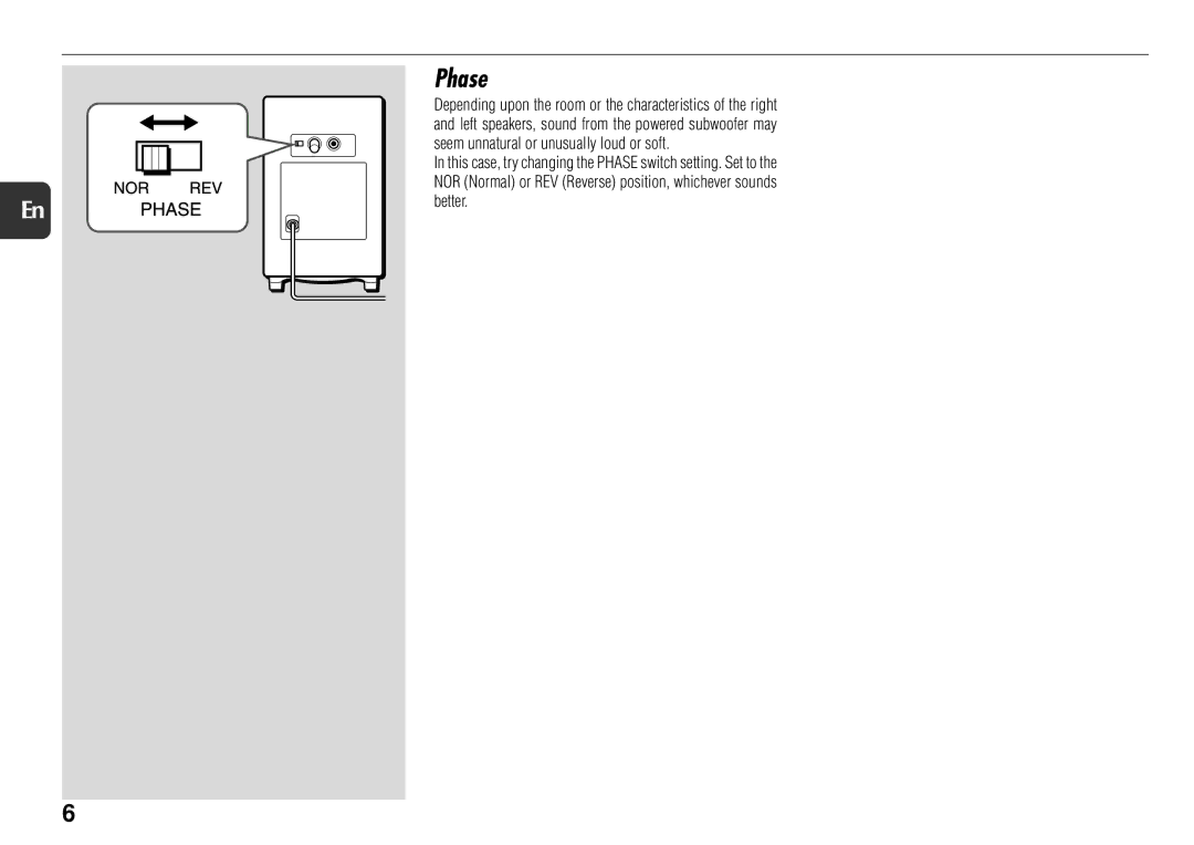 Sony TS-WM7 manual Phase 