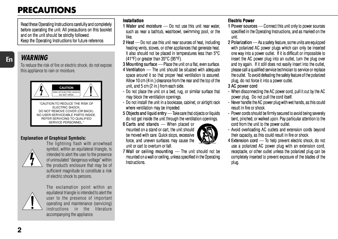 Sony TS-WM7 manual Precautions, En WARNING 