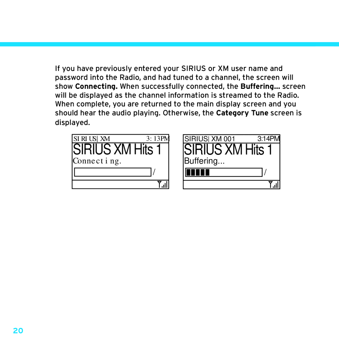 Sony TTR1 manual Sirius XM Hits 