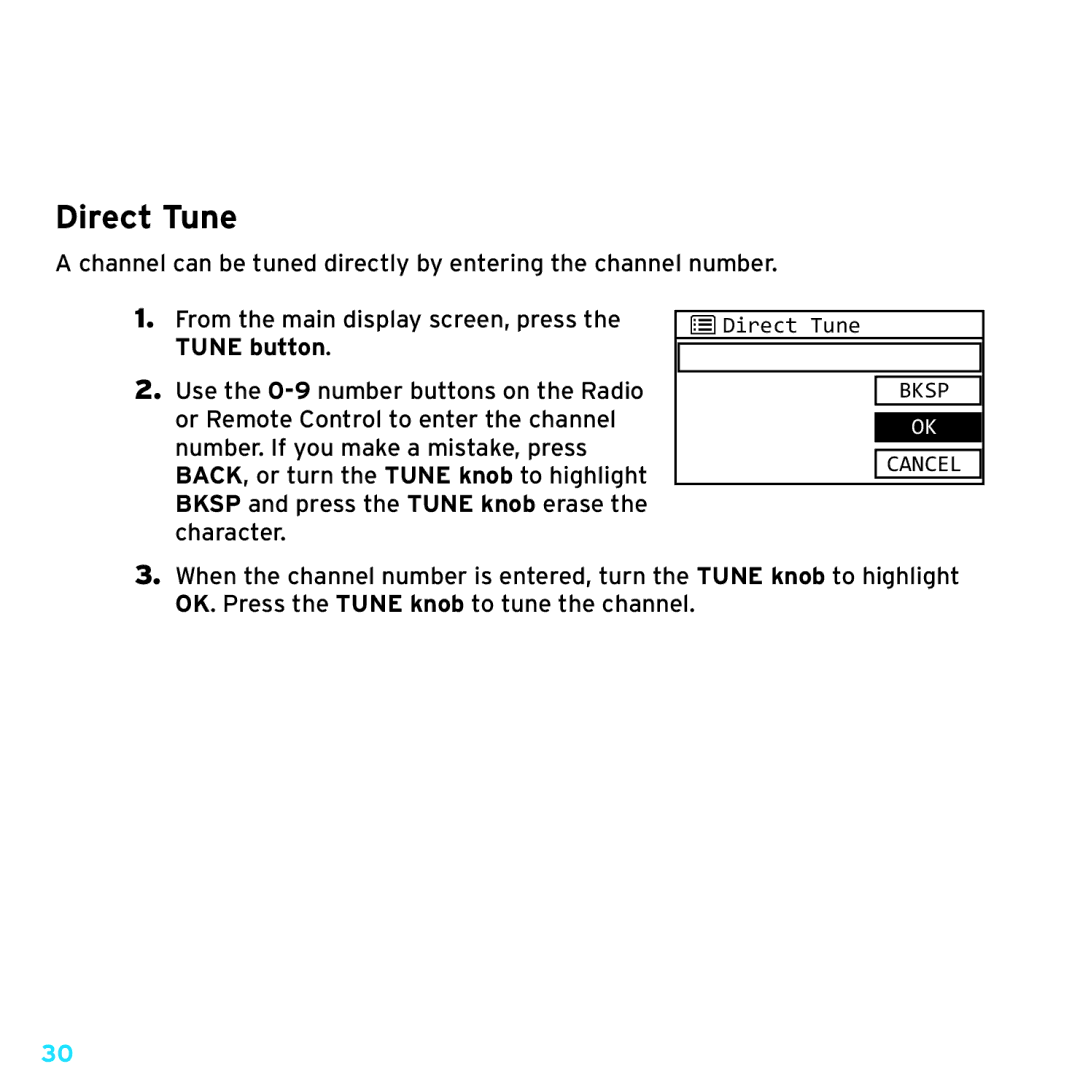 Sony TTR1 manual Direct Tune 