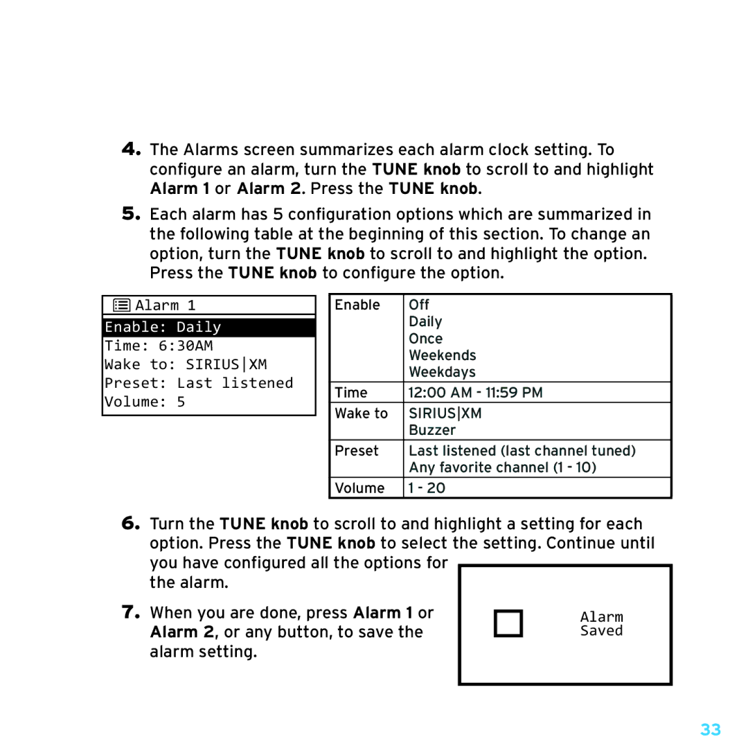 Sony TTR1 manual Alarm 2, or any button, to save 