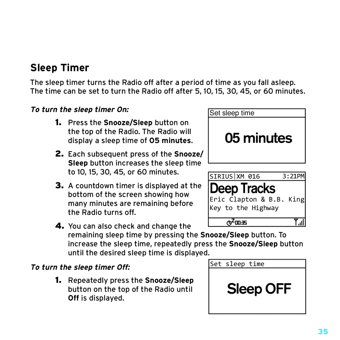 Sony TTR1 manual Sleep Timer, To turn the sleep timer On, To turn the sleep timer Off 