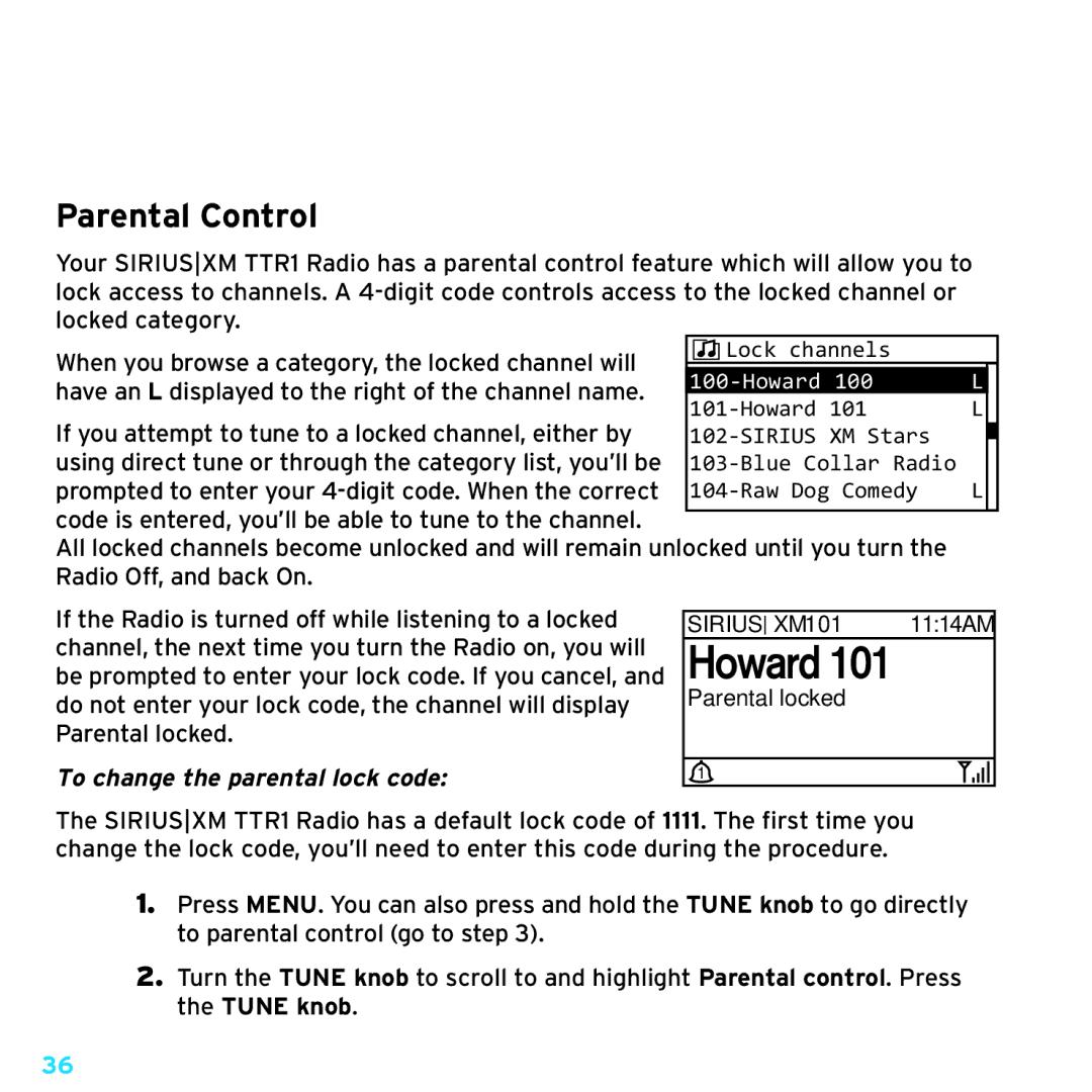 Sony TTR1 manual Parental Control, To change the parental lock code 