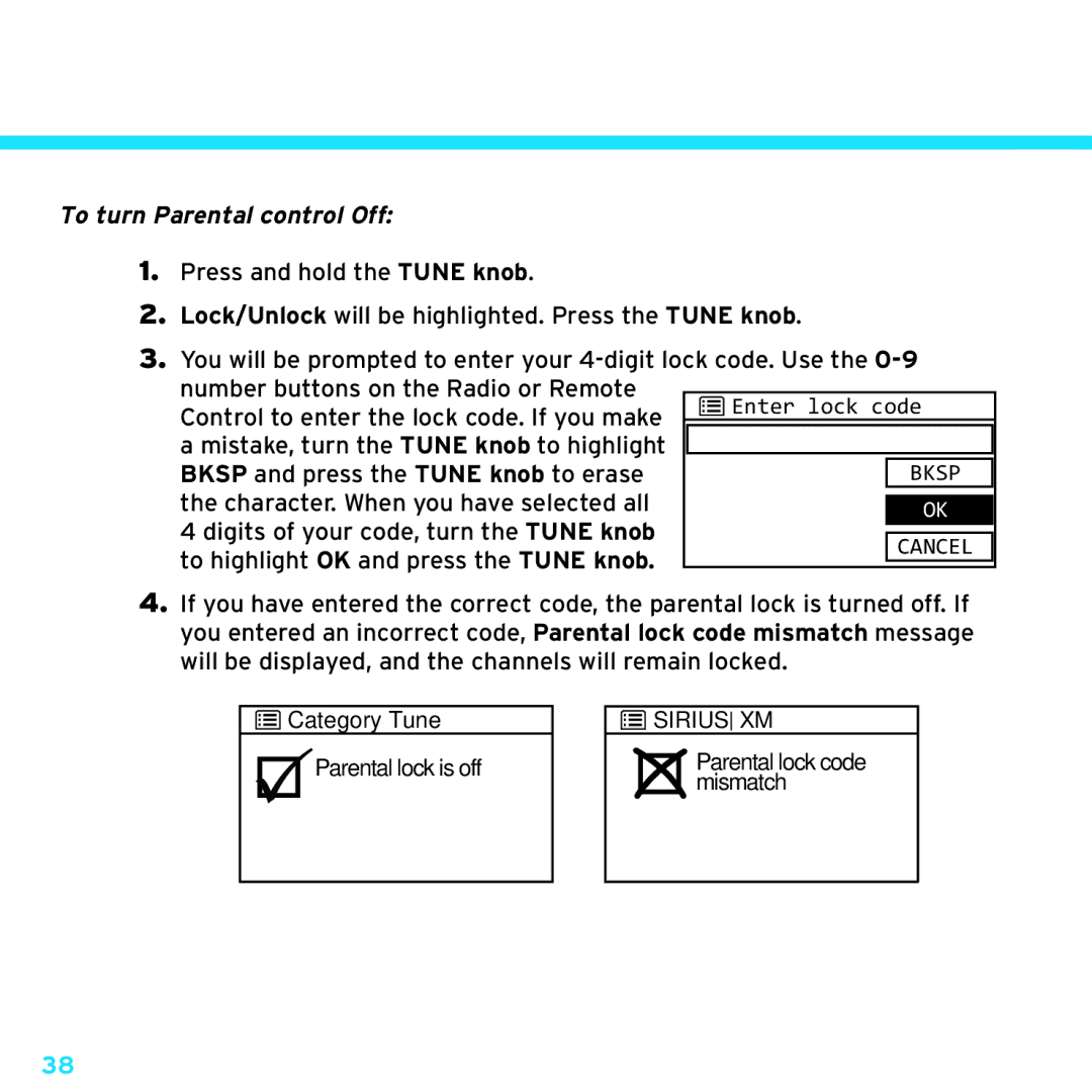 Sony TTR1 manual To turn Parental control Off 