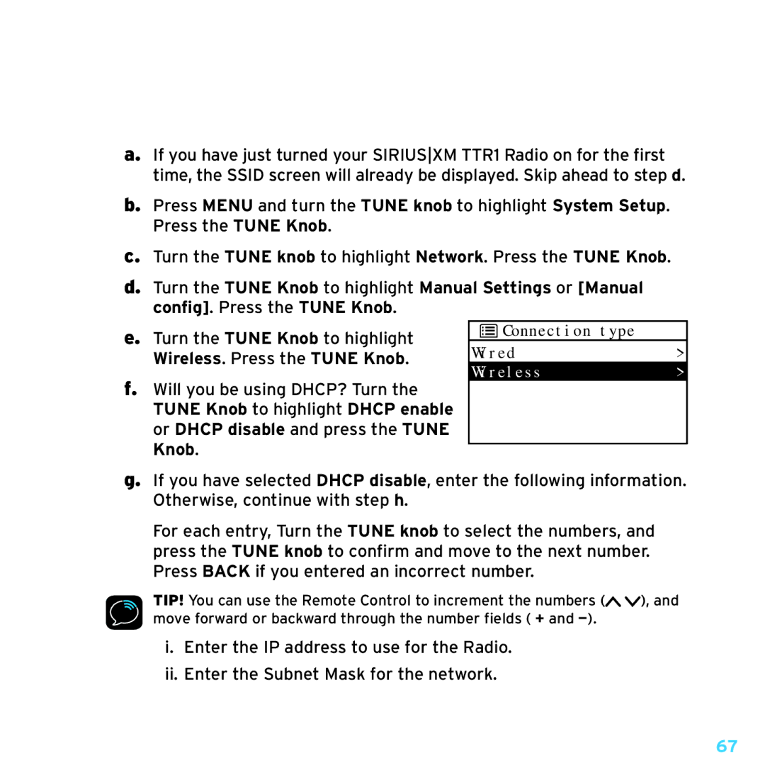 Sony TTR1 manual Wired Wireless 