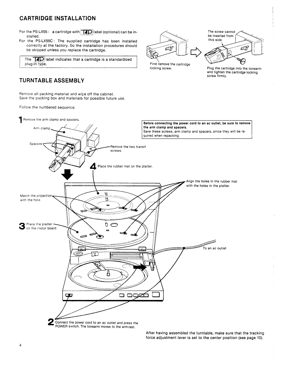 Sony Turntable, 406, PS-LX55C manual 