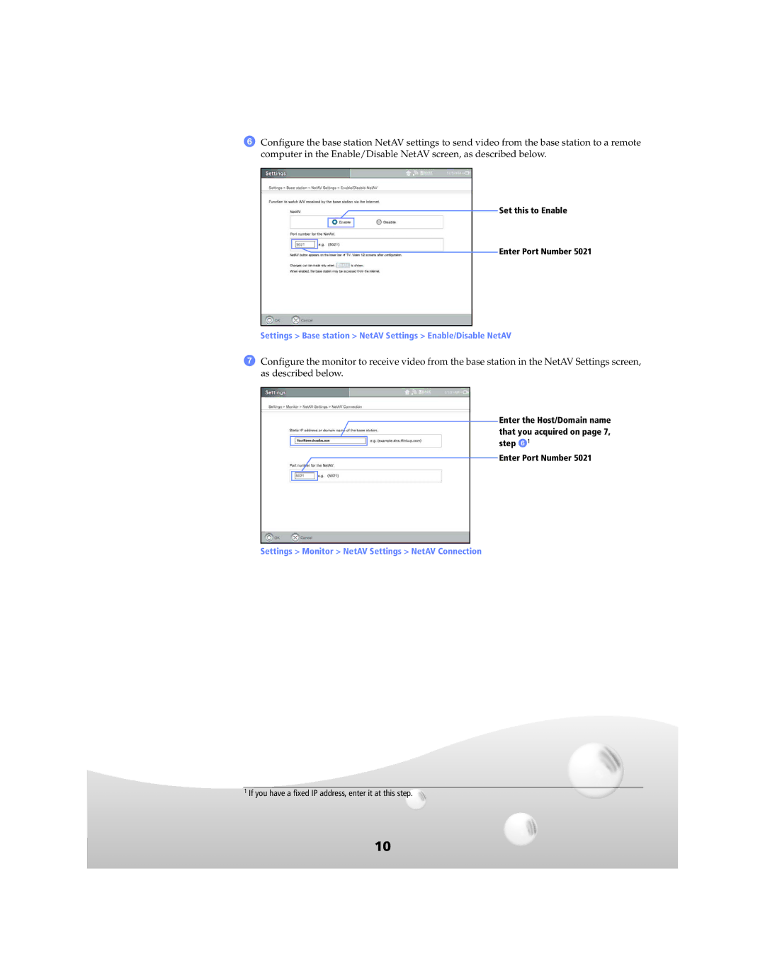 Sony TV Receiver, 412 quick start Settings Base station NetAV Settings Enable/Disable NetAV 