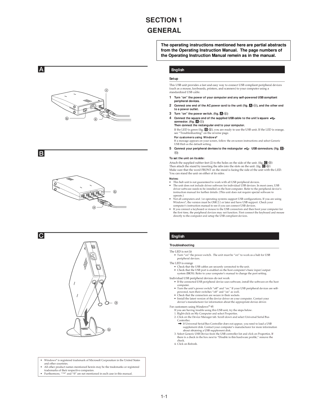 Sony UH-1000 service manual Section General, English 