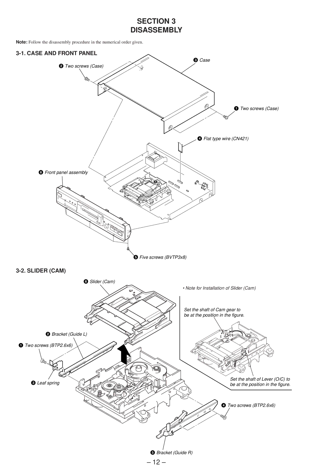 Sony 4-216-349-5, Singapore model, Hong Kong model service manual Section Disassembly, Case and Front Panel, Slider CAM 