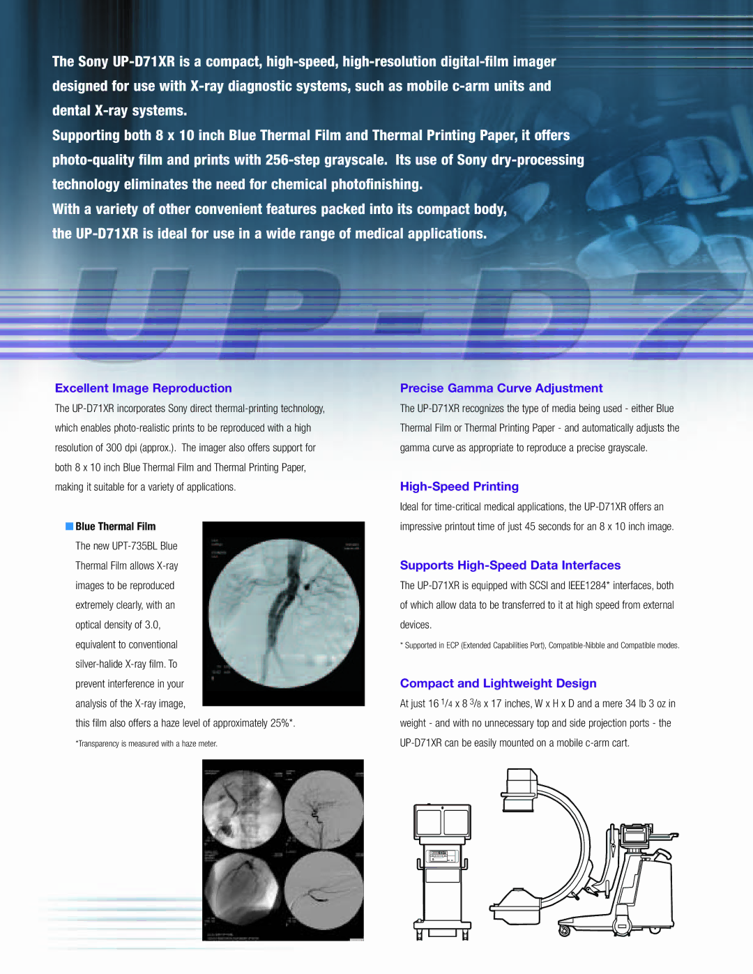 Sony UP-D71XR manual Excellent Image Reproduction, Precise Gamma Curve Adjustment, High-Speed Printing 