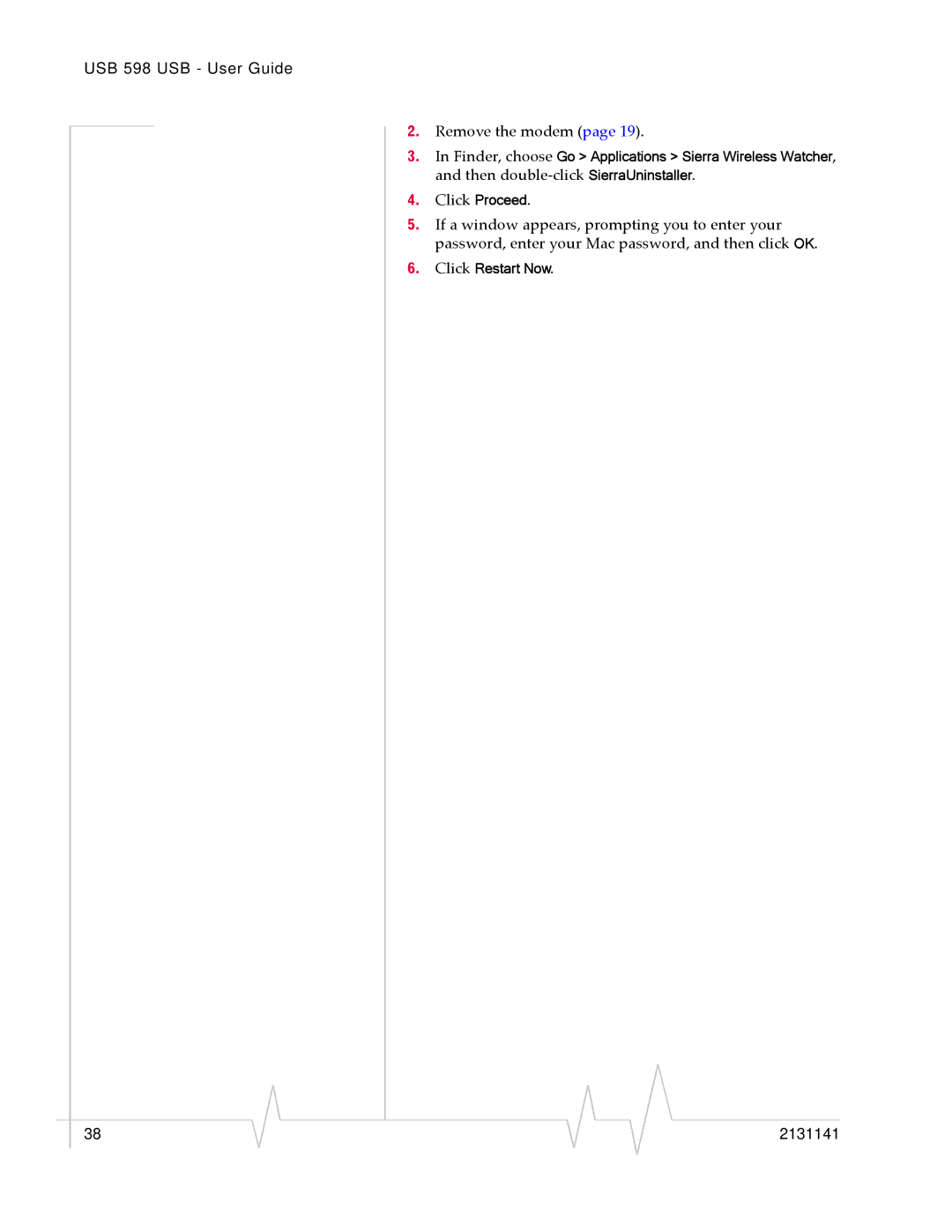 Sony USB 598 manual Remove the modem 