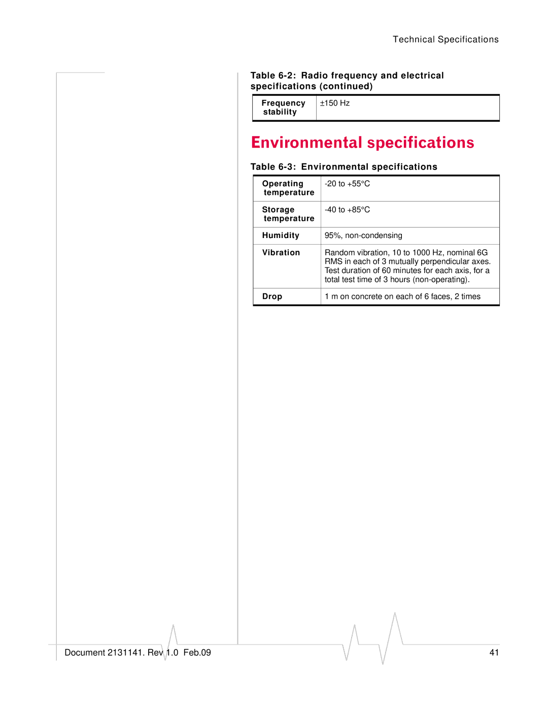 Sony USB 598 manual Environmental specifications 