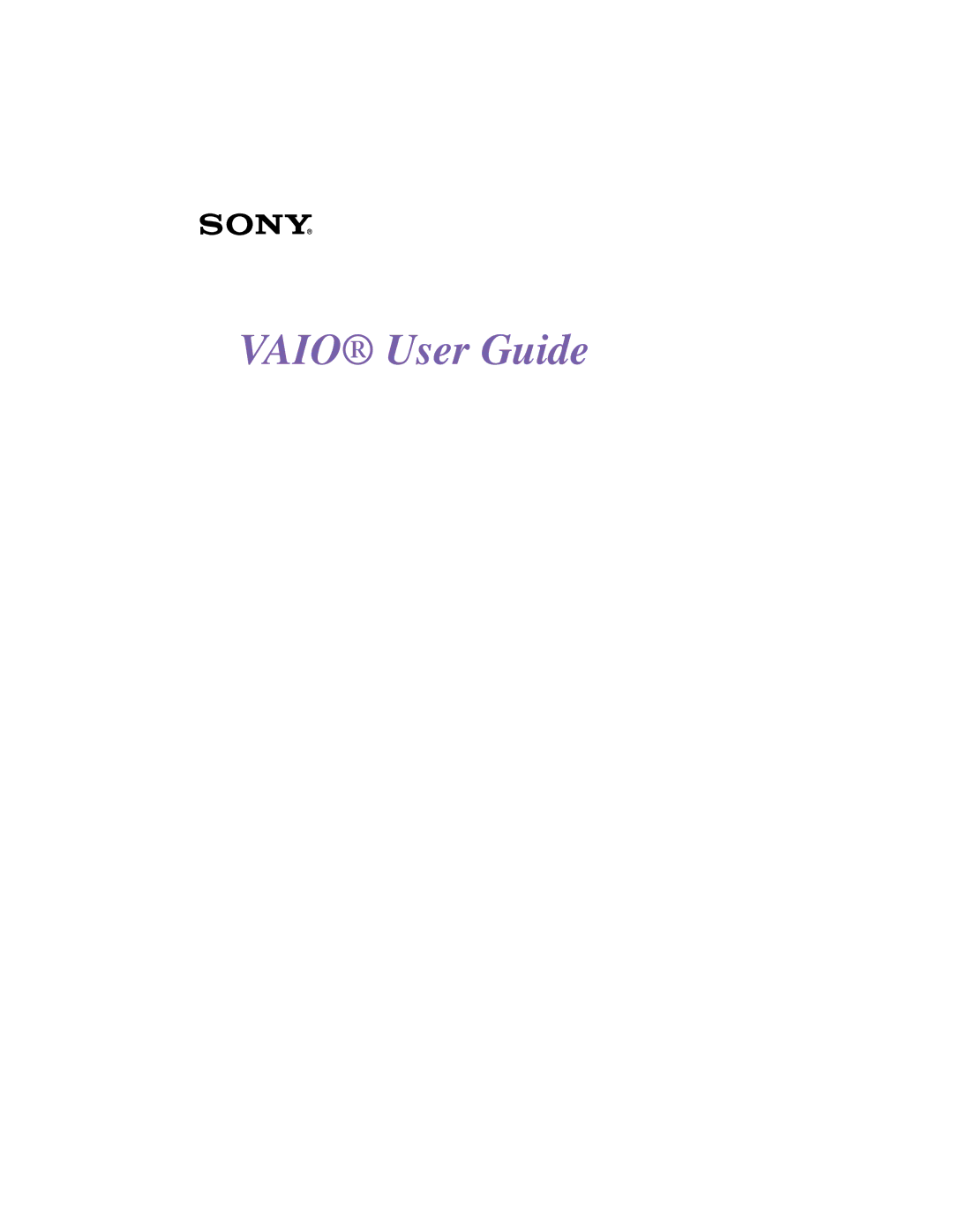 Sony VAIO manual Vaio User Guide 