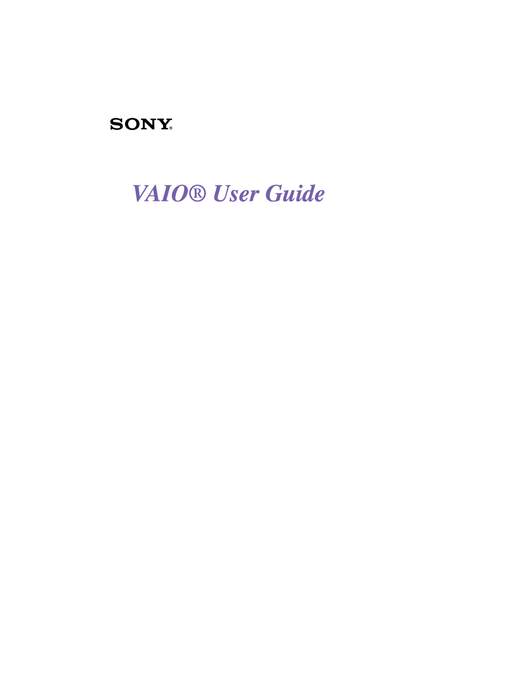 Sony manual VAIO User Guide 