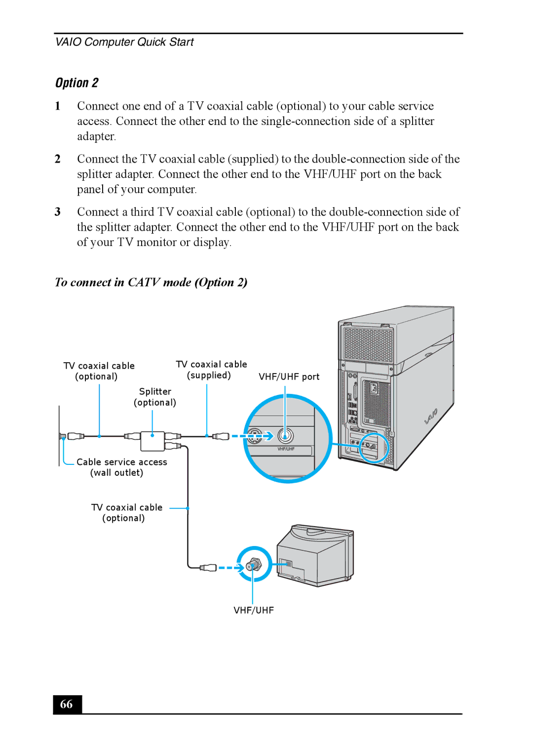 Sony VGC-RA930G, VGC-RA830G, Personal Computer quick start Vhf/Uhf 