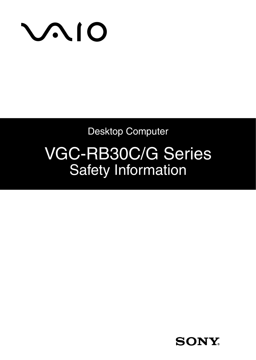 Sony manual VGC-RB30C/G Series 