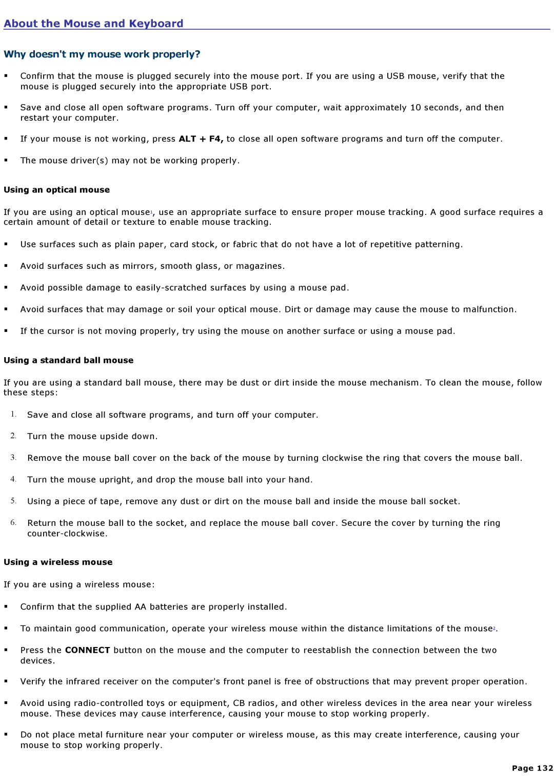 Sony VGCRA830, VGCRA930 specifications About the Mouse and Keyboard 