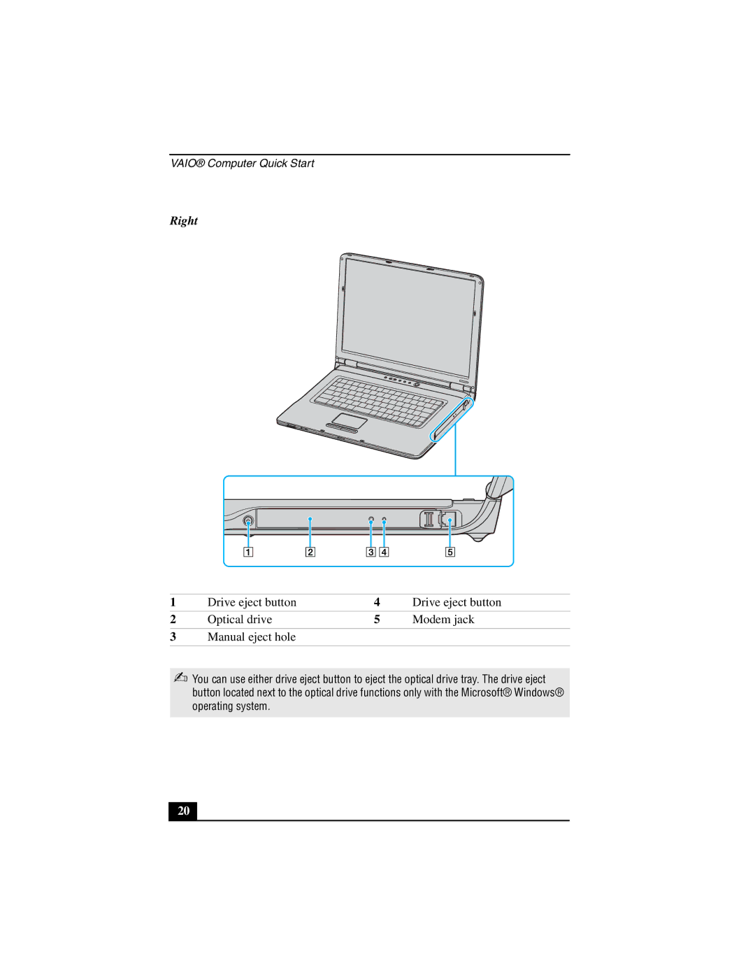 Sony VGN-A600 quick start Right 