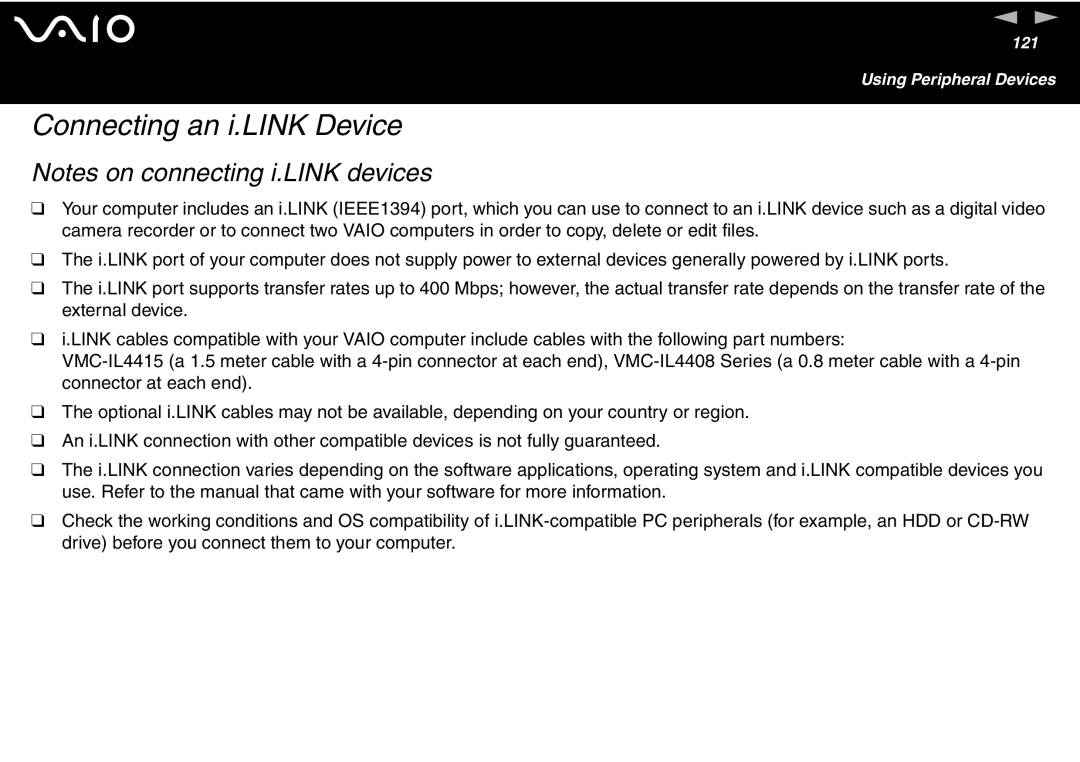 Sony VGN-FS600 Series, VGN-FS700 Series manual Connecting an i.LINK Device 