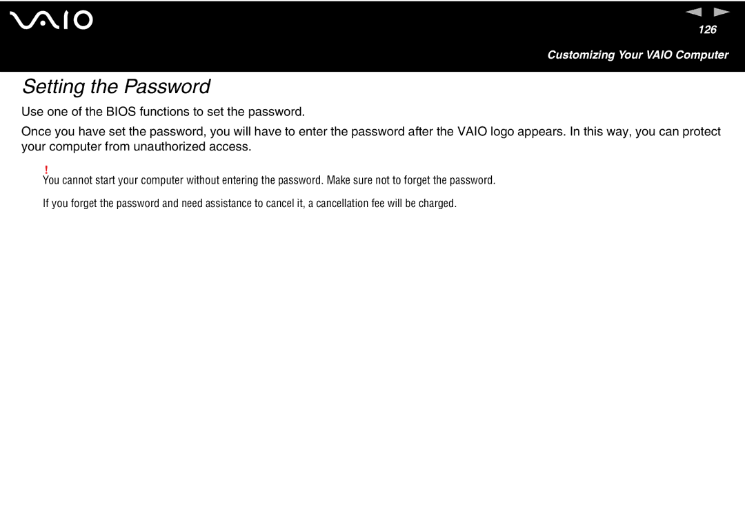 Sony VGN-FS700 Series, VGN-FS600 Series manual Setting the Password 