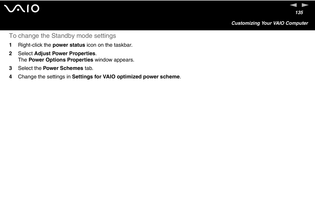 Sony VGN-FS600 Series, VGN-FS700 Series manual To change the Standby mode settings 