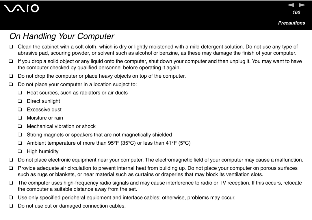 Sony VGN-FS700 Series, VGN-FS600 Series manual On Handling Your Computer 