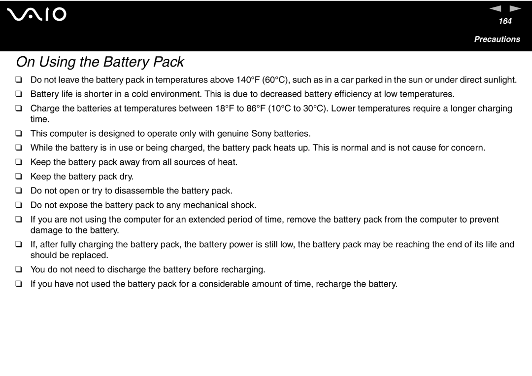 Sony VGN-FS700 Series, VGN-FS600 Series manual On Using the Battery Pack 