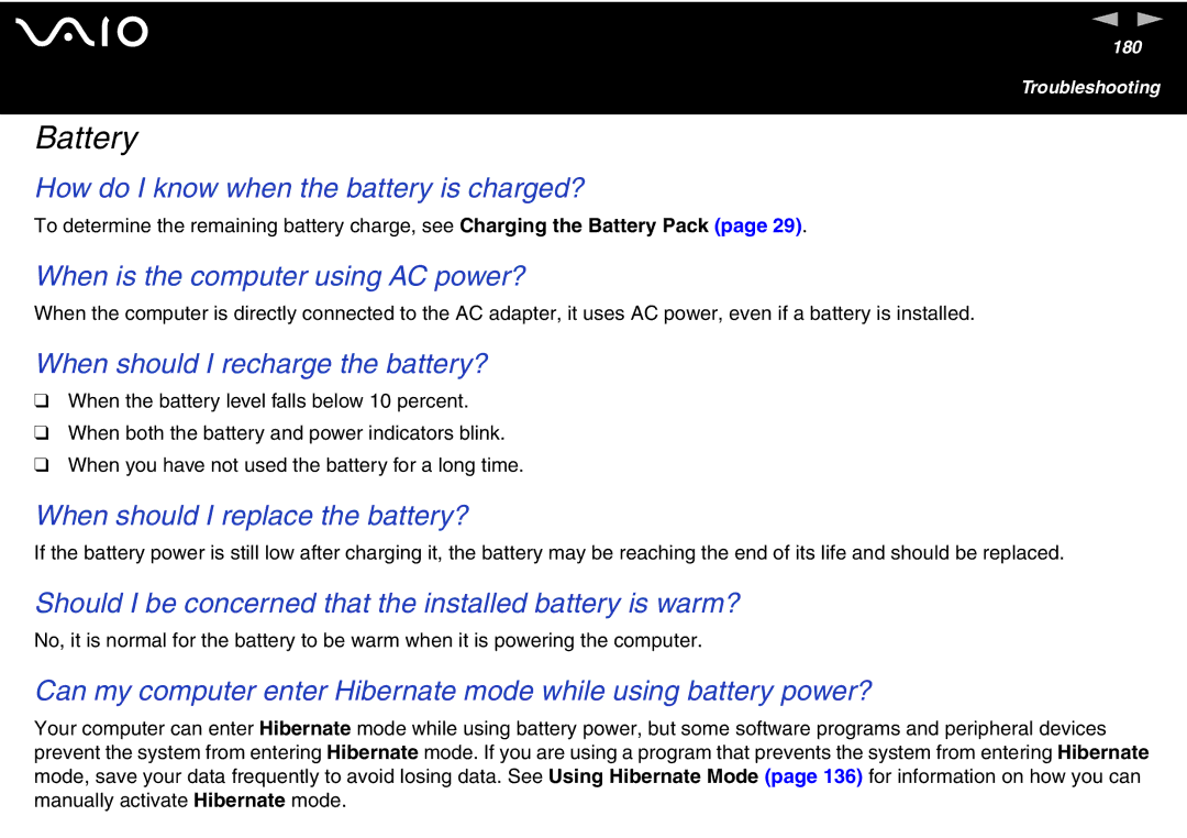 Sony VGN-FS700 Series, VGN-FS600 Series manual Battery 