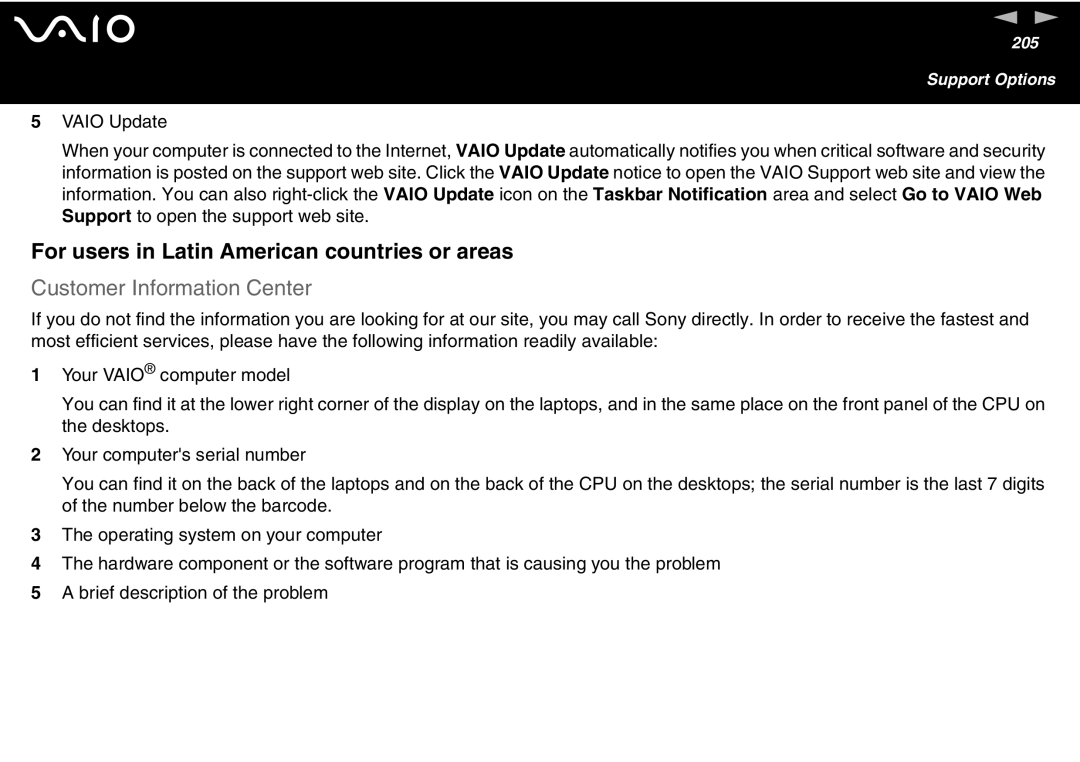 Sony VGN-FS600 Series, VGN-FS700 Series manual For users in Latin American countries or areas, Customer Information Center 