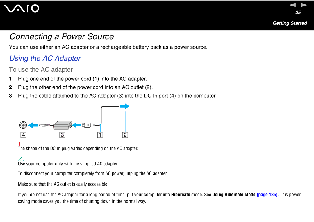 Sony VGN-FS600 Series, VGN-FS700 Series manual Connecting a Power Source, Using the AC Adapter, To use the AC adapter 