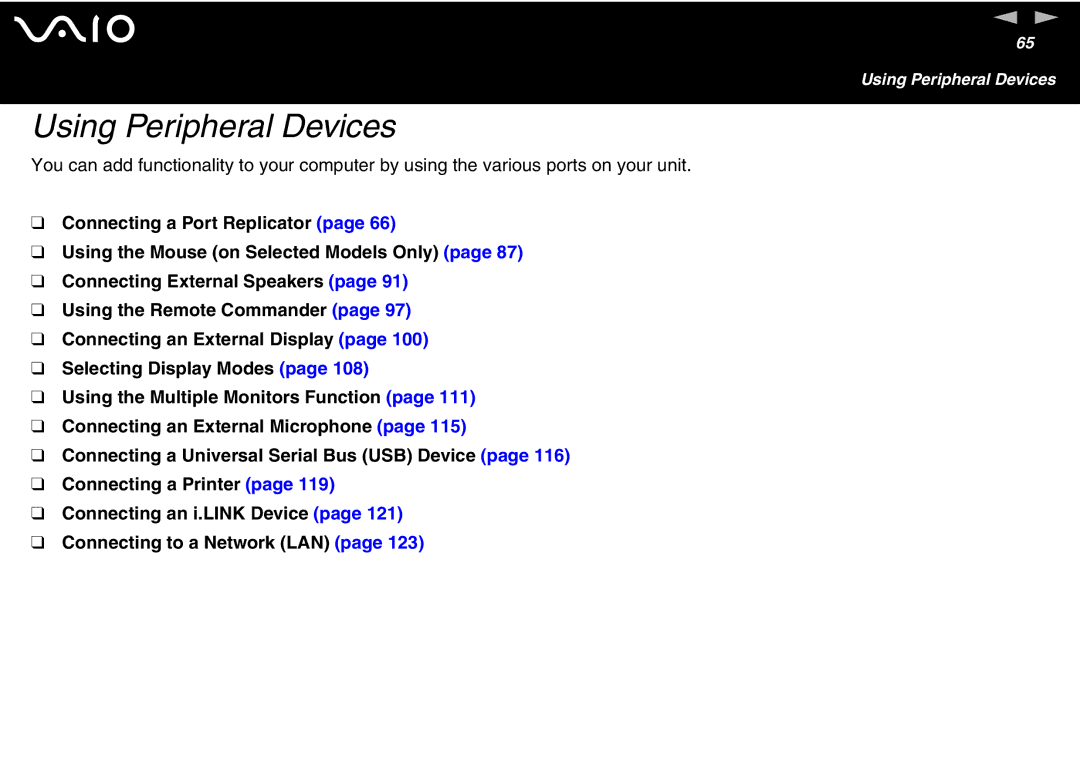 Sony VGN-FS600 Series, VGN-FS700 Series manual Using Peripheral Devices 