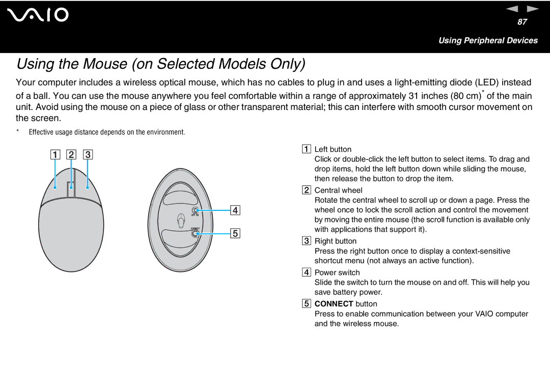 Sony VGN-FS600 Series, VGN-FS700 Series manual Using the Mouse on Selected Models Only 